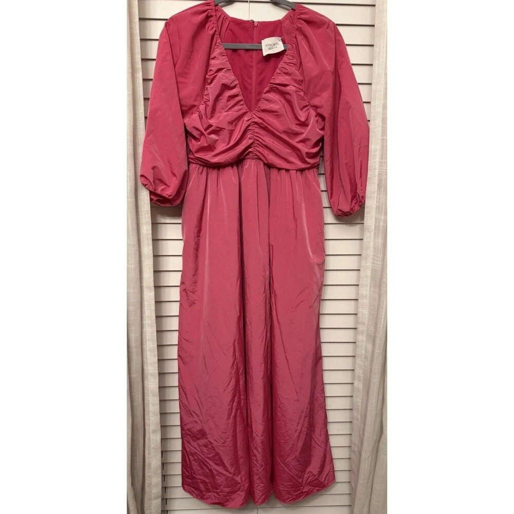 Hyacinth House Tuckernuck Fuchsia Ruched  GIA Long Maxi Dress Small Wedding